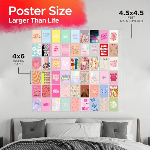 Image of CodersParadise Danish Pastel Wall Collage Kit - 54 Premium Aesthetic 4x6 Inch Posters| Soft Pastel Room Decor Prints for Bedroom & Living Room | Cute Minimalist Wall Art for Aesthetic Interior Styling