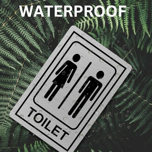 Image of Gents & Ladies Washroom Toilet Sign Board Self Adhesive Restroom Sign for Glass & Wooden Doors Ideal for Offices, Hospitals, Malls, and Businesses (6 inchx4 inch Stainless Steel)