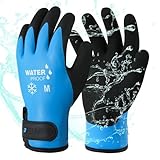 DULFINE 100% Waterproof Winter Work Gloves for Men and Women,Foam Latex Coated and Thermal Insulated Gloves for Cold Weather,Outdoor Freezer Gloves(Large)