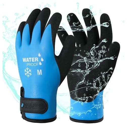 DULFINE 100% Waterproof Winter Work Gloves for Men and Women,Foam Latex Coated and Thermal Insulated Gloves for Cold Weather,Outdoor Freezer Gloves(X-Large)
