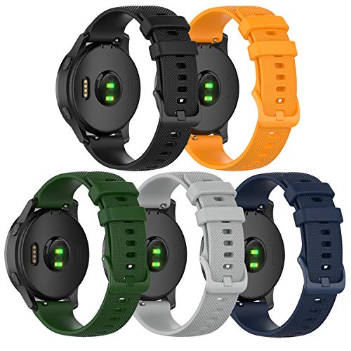 Compatible with Garmin Vivoactive 4 Bands Silicone Strap Sport Wristband for Vivoactive 4 Watch Band (Not for 4S) (Black Orange Green Gray Blue)