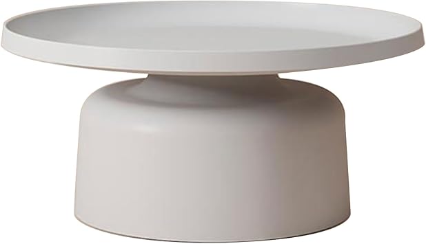 Round Coffee Table, End Table for Small Spaces Outdoor Patio, Modern Metal Nightstand, Side Table for Living Room Office Apartment Color White, Size L