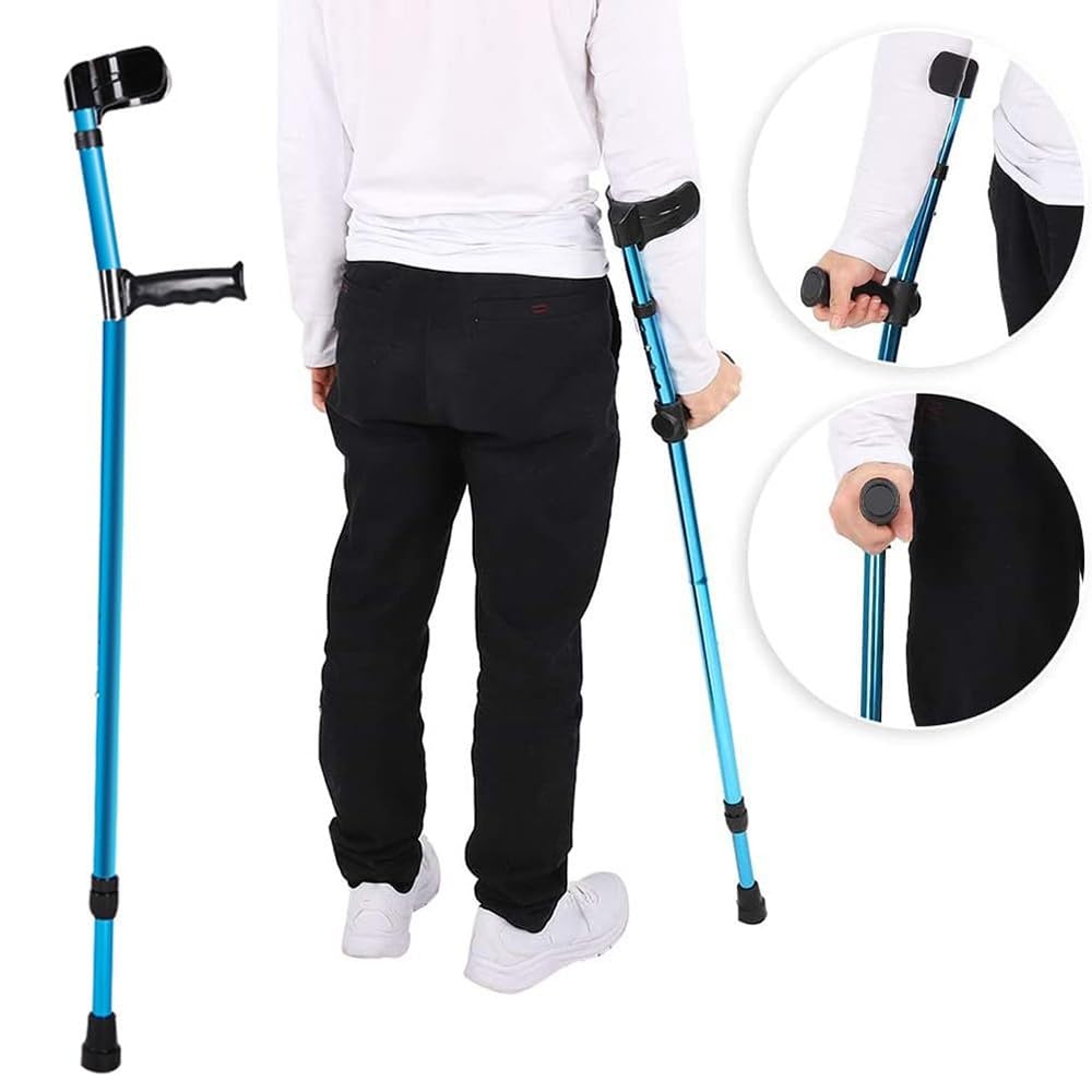 FLYUFO Stampelle Pieghevoli alla Moda per Adulti, Stampelle Ascellari per Adulto, Bastoni canadesi Leggero in Alluminio per avambraccio, stampella Ortopediche Regolabile