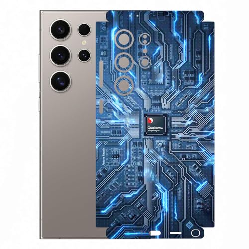 Image of AtOdds Mobile Skin Sticker Wrap | Compatible for Samsung S24 Ultra (5g) | Scratchproof Matte Finish | Full Coverage for All Sides & Camera Protection (Design - Circuit)