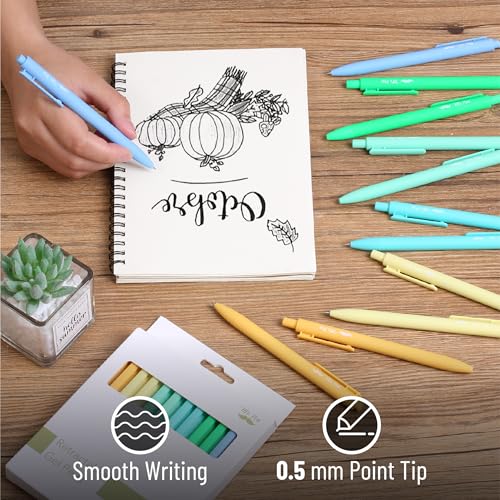 Image of Mr. Pen- Retractable Gel Pens, 12 Pack, Black Ink, Fresh Color Barrels | Fine Point 0.5mm, Fast Dry, Smooth Writing, Cute Pens for Drawing, Writing Planner and School Supplies