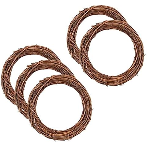 5 Pack 30CM Retro Christmas Wreath Natural Grapevine Wreath Dry Rattan Natural Wreath DIY Crafts for Xmas Door/Wall Decor Hand-woven Halloween Wreath Cover
