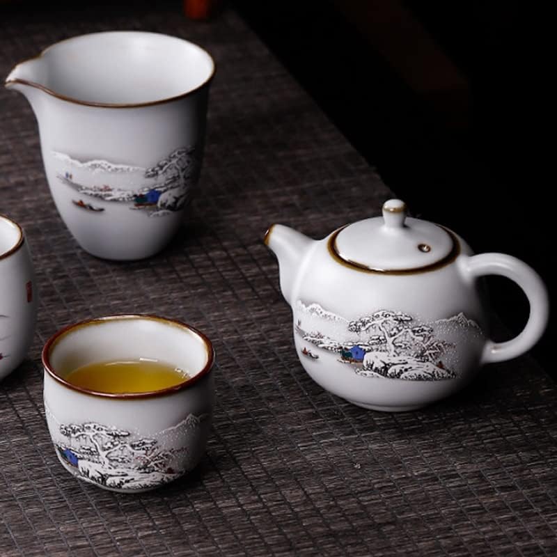 Teapots, ceramic teapots, Moon White Teapot Ceramic Ru Porcelain Open Teapot Retro Chinese Small Single Pot Kung Fu Tea Set (Color : D)