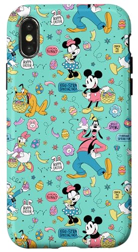 Installazione facile Disney Mickey Mouse and Friends Retro Spring Easter Pattern Custodia per iPhone X/XS