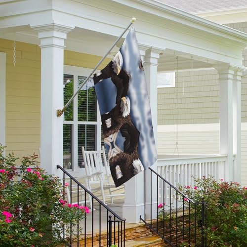 Drapeau de jardin aigle et bannière de bienvenue extérieure décorative