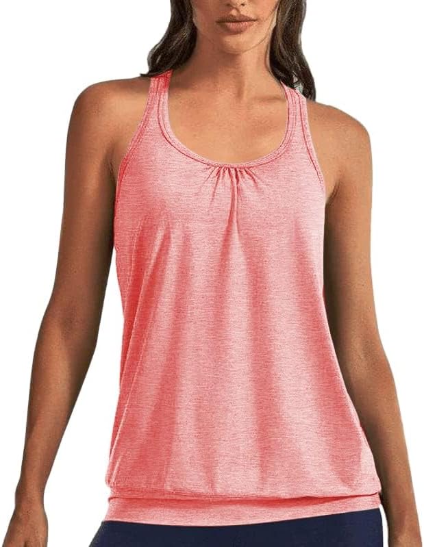 Beyove Workout Tops for Women Yoga Tank Top Loose Fit Racerback Tops Sleeveless Round Neck Athletic Tank Top