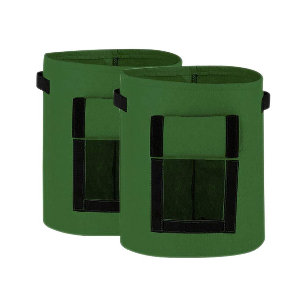 2 x Bolsa de Plantación de Papa Vegetal - Lados Suaves Bolsa de Cultivo de Macetas Plantas, 43 L / 10 Galones con 1 Ventana, Verde