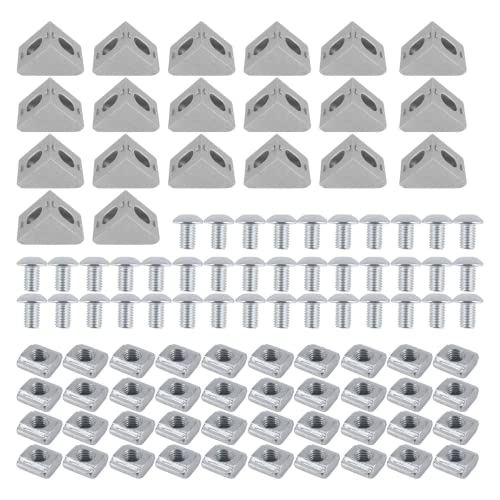 Pyatofyy Serie 2020, de conectores de perfil de aluminio, 20 unidades de soporte de esquina, 40 unidades M5 x 10 mm, tuercas en T, 40 unidades M5 x 10 mm, tornillos hexagonales para 6 mm de aluminio Cover