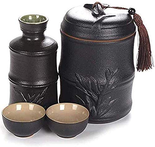 Juego de sake de cerámica esmaltada con diseño de bambú ideal para regalar 2