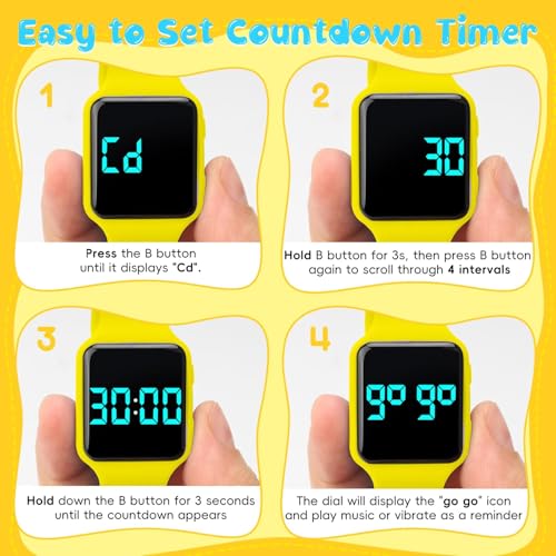Image of Potty Training Watch for Toddlers with Countdown, Magnetic Charging, Flashing Lights, Fun Music or Vibration Alerts - Waterproof Interactive Toilet Training Reminder for Boys & Girls Ages 2-9