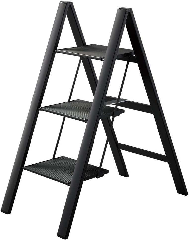 Slim Step 3 Step Black Design Stepstools Stepladder By Hasegawa Ladders