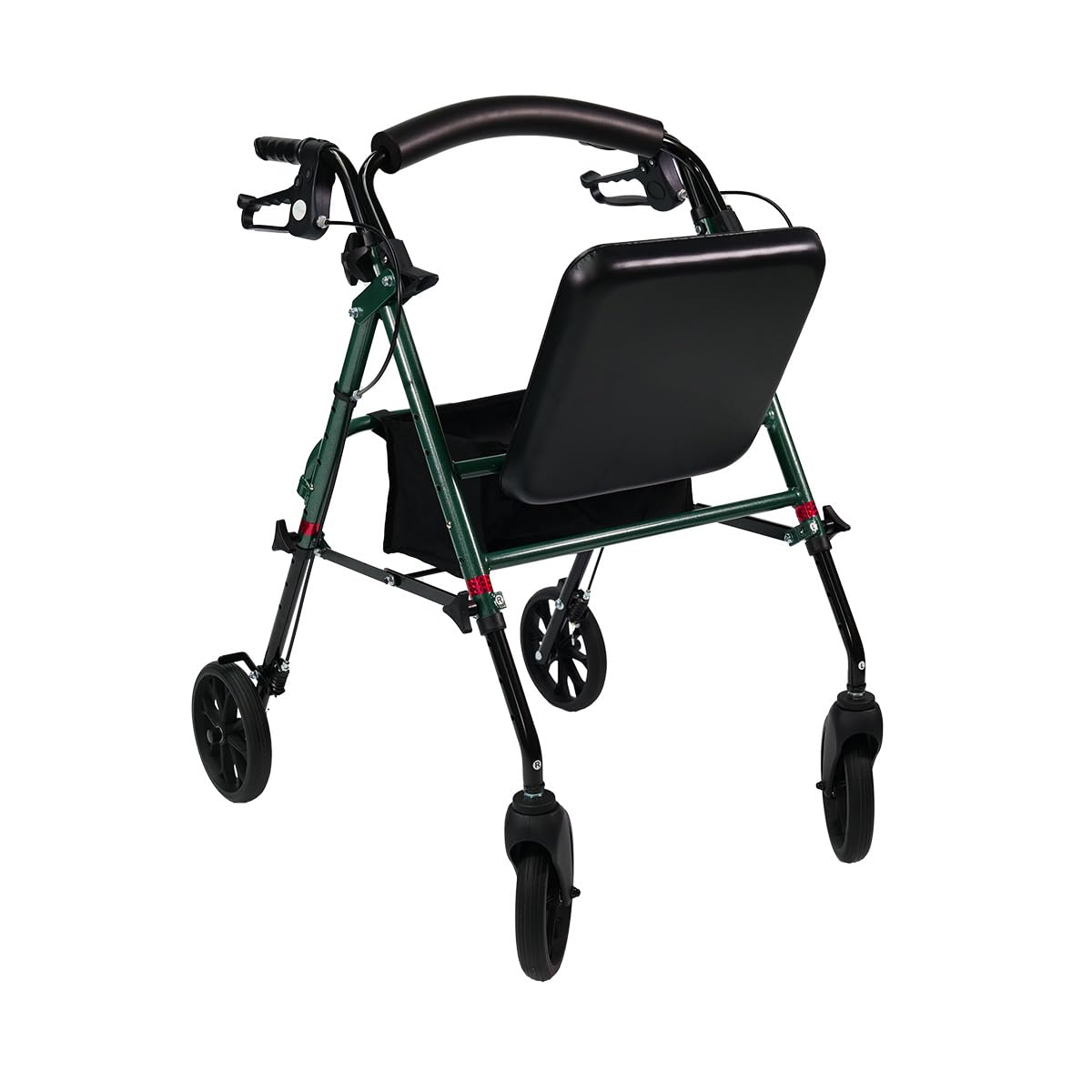 Rollator Standard - Anthrazit grün - faltbar und leicht mit Sitz - Aluminiumgestell - Nylontasche