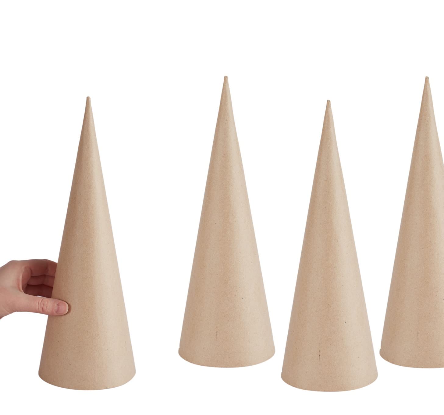 Paper Mache Cones Open Bottom - Bulk Pack of 12 Tall Cardboard Papier Mache Cones for Crafting Dolls, Holiday Angels, and Christmas Trees by Factory Direct Craft (Size: 13-3/4