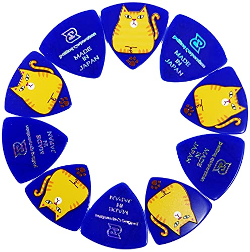 Daiking猫柄ピック茶トラ三角0.75mmセルロース製10枚セット日本製