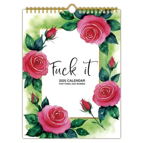 2025 Fuck It Calendar for Tired-Ass Tired Women 12 Months Wall Hanging Calendar for Home Office Funny Swear Gag White Elephant Gift Cover