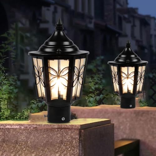Image of SINOMAN Contemporary Gate Light Lamp for Outdoor Pillars Post Top Fixture for Pathway, Garden, Patio, Porch, Entrance, Walkway Farmhouse, Boundary and Landscape Lighting (Pack of 2) (Without Bulb)