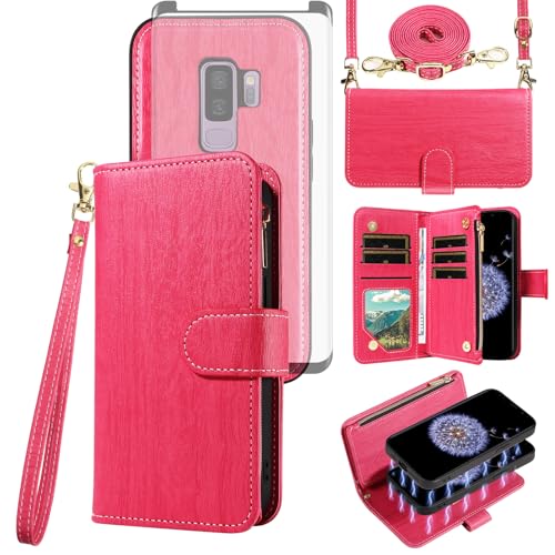 Étui portefeuille Samsung S9 Plus avec coque magnétique amovible et porte-cartes