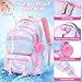 Fimibuke Kids Backpack for Girls, 3PCS Rainbow & Butterflies Teen Girls Backpack with Lunch Box Pencil Case, Cute Purple Bookbag School Bag for Kindergarten Elementary Middle School Student Ages 5+