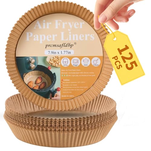 125 Pcs 7.9 Inch Round Air Fryer Liners Disposable for Home Bakers - Thickened Silicone Oil Paper -...