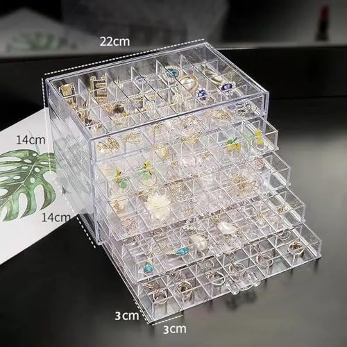 Boîte de rangement de boucles d'oreilles en acrylique transparent à 5 tiroirs