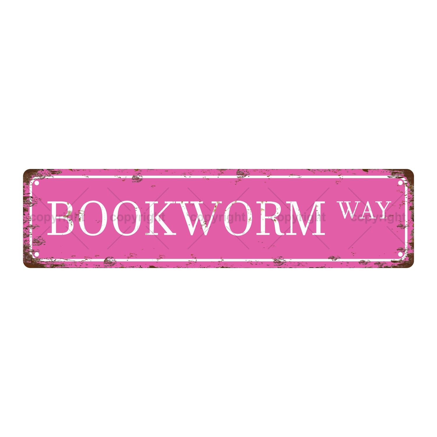 Bookworm Way Bookshelf Metal Tin Street Sign Bar Cafe Garage Cave Home Room Wall Bathroom Farmhouse Garden Porch Patio Decor,4x16 Inch