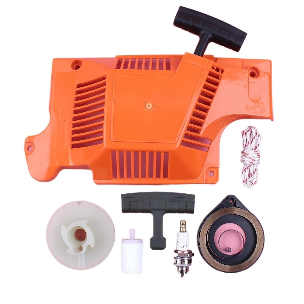 Kit de 7 Piezas de polea de Arranque, Cuerda, Mango, Resorte, Filtro de Combustible, bujías, Piezas de Repuesto for Motosierra 50, 51 y 55.