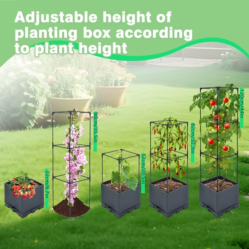 Sumloty Raised Garden Bed Planter Boxes, 1 Pack 44" Self-Watering Tomato Planter with Trellis for Climbing Vegetables Plants Grape Fruit Flowers,Use for Indoor Outdoor Garden Patio — view 3