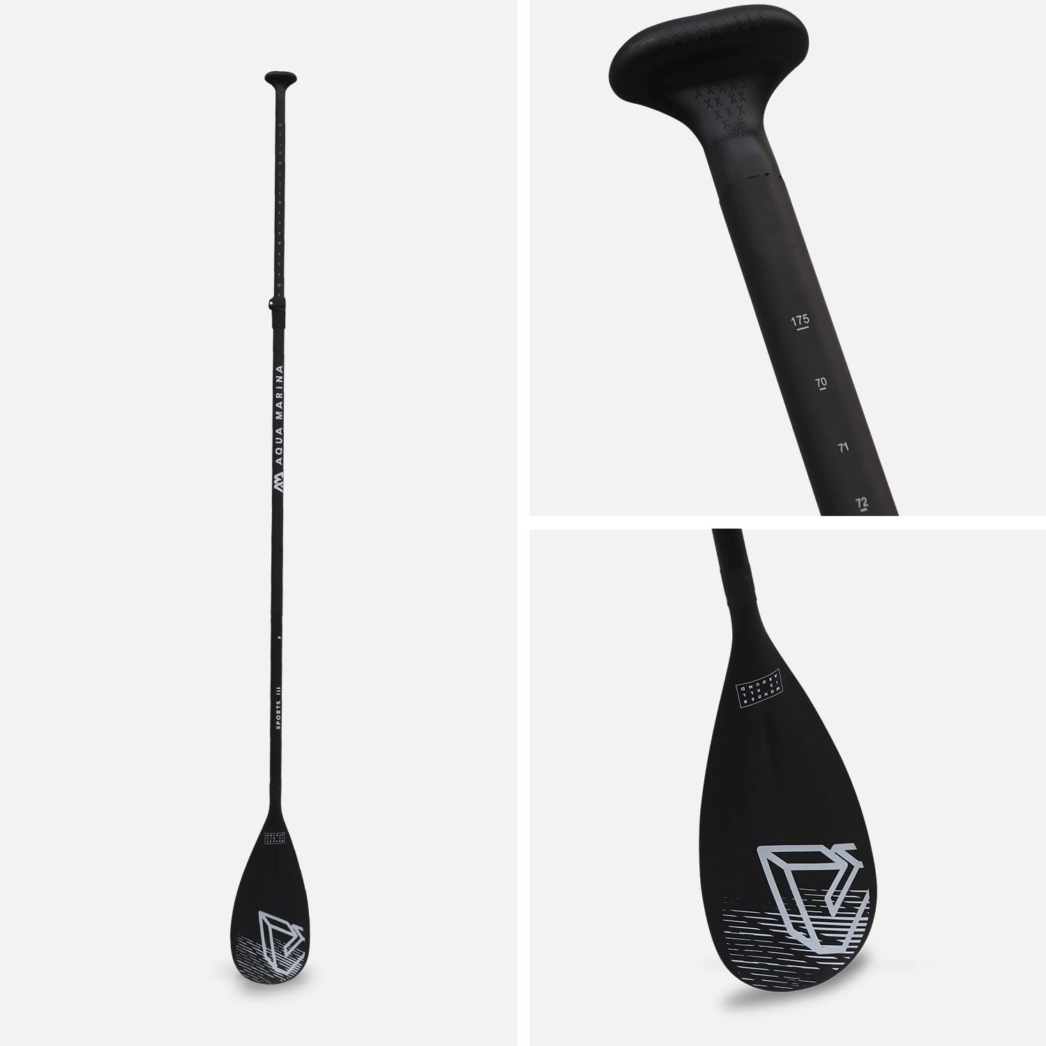 Pagaie Aluminium Réglable Pour Stand Up Paddle (SUP) - 165 à 210 Cm - Pliable En 3 Parties - Pale Nylon Renforcée
