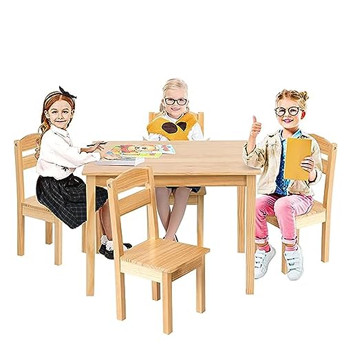GOPLUS 5 TLG. Kindersitzgruppe, Kindertisch mit 4 Stühlen,...