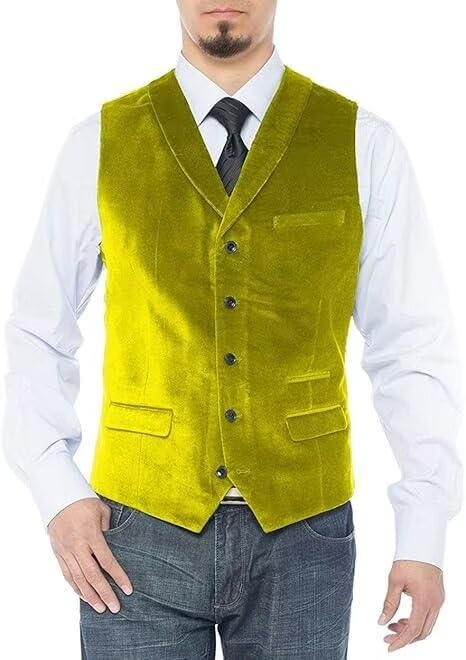 Men's Velvet Vest Vintage Shawl Lapel Suit Vest for Prom Waistcoat for Men Wedding Party Business