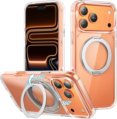 Image of EGOTUDE for iPhone 17 Pro Max /iPhone 18 Pro Max Case | Clear Hard Back Cover with 360 Magnetic Rotate Stand