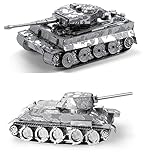 Metal Earth 3D Laser Cut Models - Tiger I Tank and T-34 Military Tank WWII = Set of 2