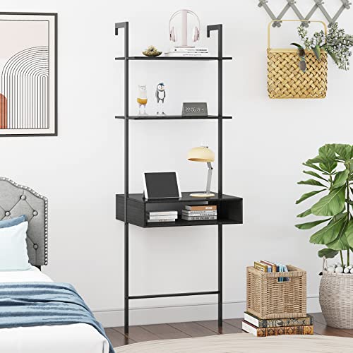 Zafly Computer Desk With 2 Shelves Wall Mounted Desk, Freestanding 3-Tier Office Desk With Storage Shelf, Floating Writing Desk For Small Places Bedroom Office Apartment #TOP22