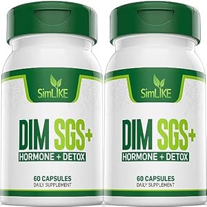 DIM SGS + – Hormone + Detox,Encourages Normal Estrogen Metabolism,Hormone Balance, Hormonal Acne Supplements, Menopause Support,Helps Control Appetite,Promotes Detoxification(Pack of 2)