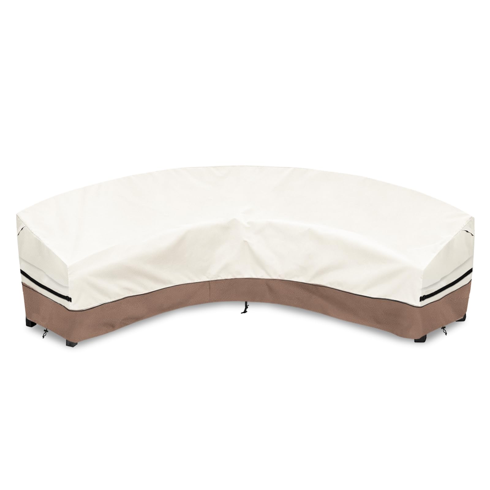 Okcool Outdoor Sectional Cover,Curved Patio Furniture Covers for 4-6 Seater Outdoor Furniture Couch,158"(Back Arc Length) x 104"(Front Arc Length),Beige &amp; Brown