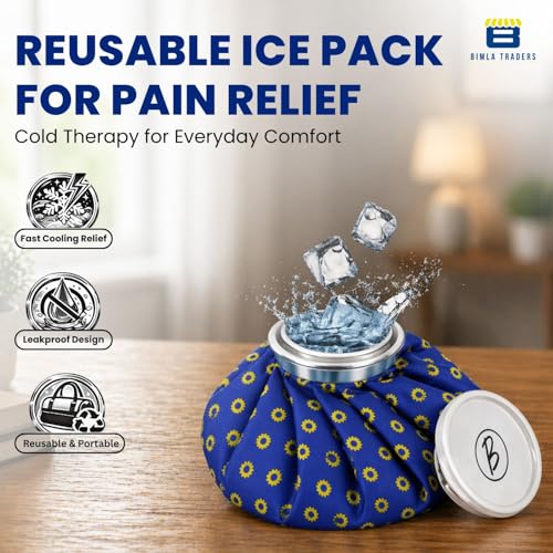 Image of Btag Hot & Cold Ice Bag for Pain Relief (11 Inch) |Reusable Cold Therapy for First Aid Sports Injury, Shoulder, Swelling |Leakproof & Durable Leakproof Fabric Headache, Muscle Pain(Blue Yellow Flower)