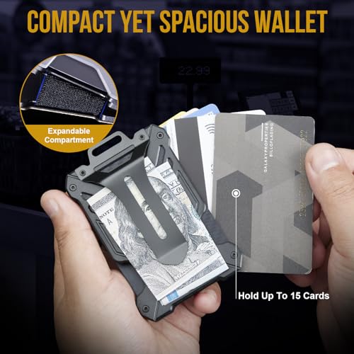 Minimalist Slim Wallet with Moeny Clip, Front Pocket RFID Blocking Wallet Cash Holder, Versatile Credit Card Orgainzer, ID Card Badge Holder for Men3