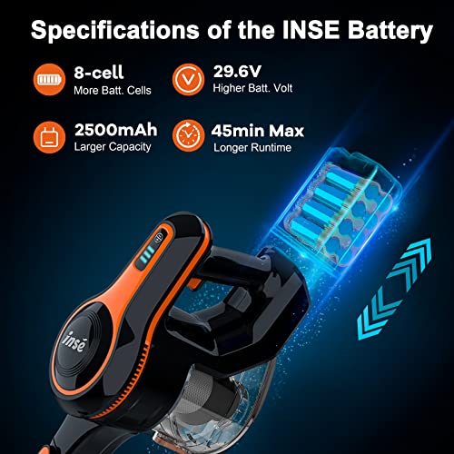INSE Pack For S600 S610 S6 S6P S680 Cordless Vacuum Cleaner Rechargeable & Detachable
