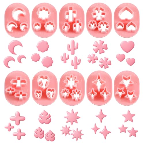 10 Stück Polymer Clay Ausstecher Ohrringe Set 10 Formen Ton Ohrring Ausstecher Ton-Ohrringschneider Frühlings Tonausstecher Polymer Mini-Blütenblatt Ausstechformen für Schmuckherstellung DIY Ohrringe