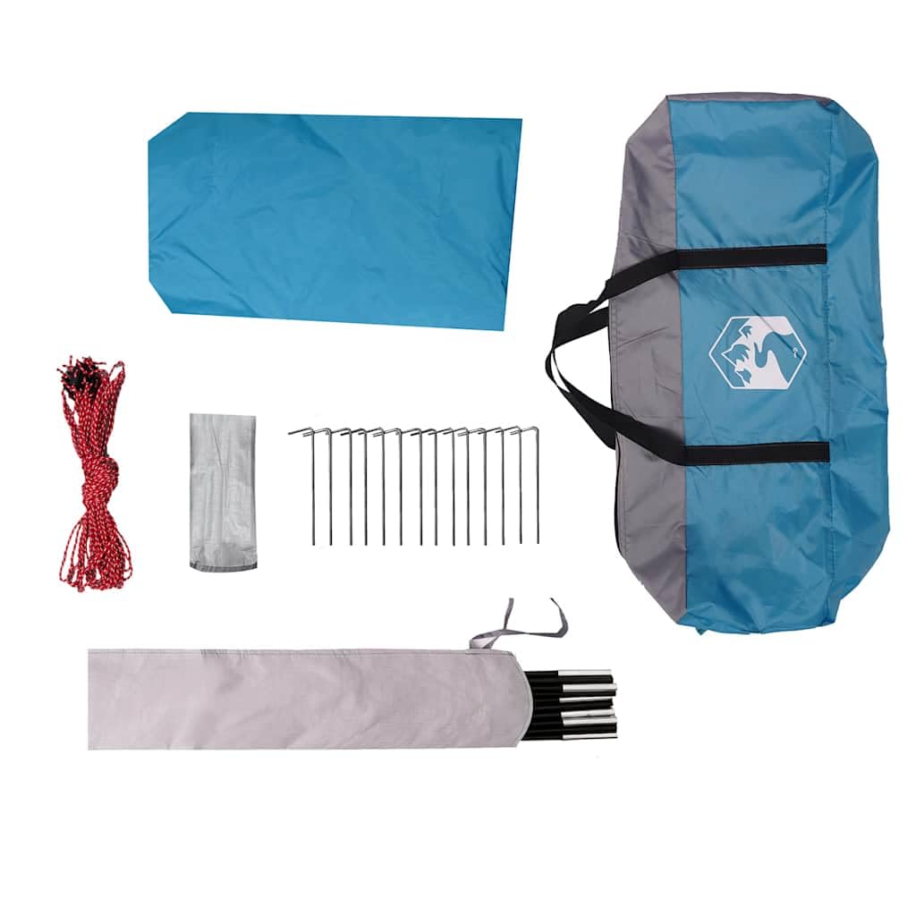 Tarp niebieska plandeka kempingowa TAFT z powłoką PU i oczkami, uniwersalna jako zadaszenie namiotu, plandeka podłogowa do trekkingu i aktywności na świeżym powietrzu, 460 x 305 x 210 cm