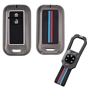 Yobbo Car Accessories Key Cover Compitable for Suzuki Baleno Grand Vitara XL6 Swift Brezza Celerio Ignis Ertiga Dzire Fronx Urban Cruiser Rumion Glanza Hyryder 2 Button Remote Key Metal (Push Start) - image, photos