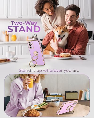 Image of XYZ for Galaxy S23 FE Case with Stand, Samsung S23 FE Case with Double Ring, Women Girls Bling Luxury Phone Case for Samsung Galaxy S23 FE, Purple