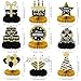 Tevxj 9 Pieces Black Gold Birthday Decorations: Honeycomb Table Toppers & Centerpieces for Tables, Happy Birthday Party Supplies