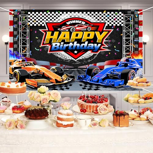 Fondo Fotográfico Cumpleaños Coche de Carreras 10x7ft miniatura 5