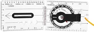 Compass Map Scale Ruler, Lightweight Transparent Acrylic Mapping Compass Tool for Navigation, Orienteering and Survival Climbing Tools Compass Scale