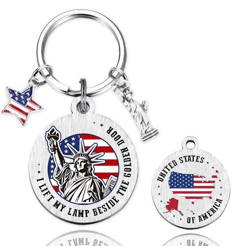 Patriots Gifts American Flag Keychain - America Statue Of Liberty